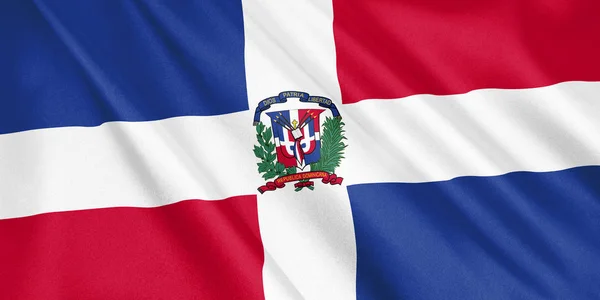 Die Flagge Der Dominikanischen Republik Weht Wind Großformat Illustration Darstellung — Stockfoto