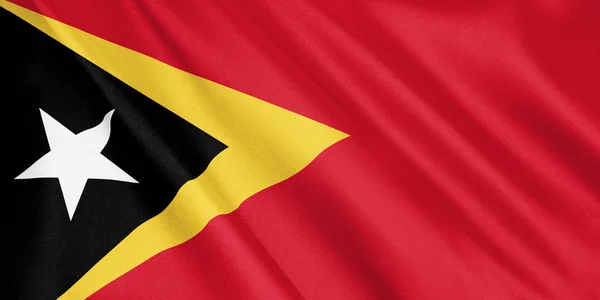 East Timor Flag Waving Wind Wide Format Illustration Rendering — Stock Photo, Image