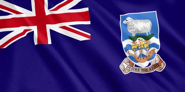 ワイド フォーマット イラストレーションを振っているフォークランド諸島の旗 レンダリング — ストック写真