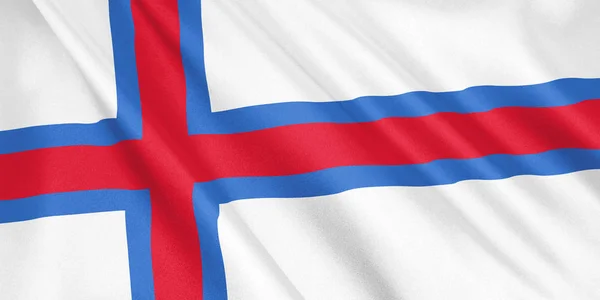 Faroe Islands Flag Waving Wind Wide Format Illustration Rendering — Stock Photo, Image