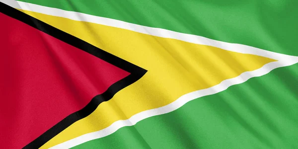 Guyana Flag Waving Wind Wide Format Illustration Rendering — Stock Photo, Image