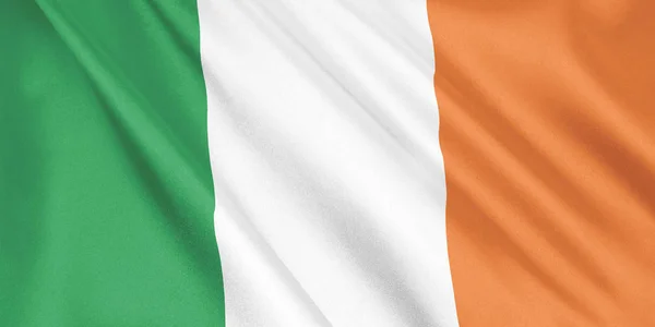 Bandera Irlanda Ondeando Con Viento Formato Ancho Ilustración Renderizado —  Fotos de Stock