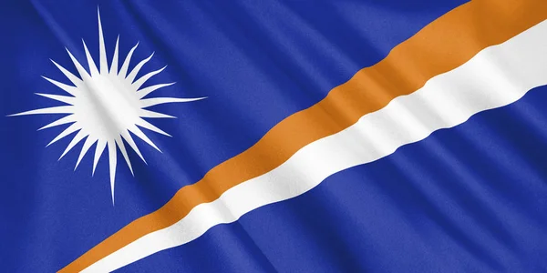 Bandeira Das Ilhas Marshall Acenando Com Vento Formato Amplo Ilustração — Fotografia de Stock