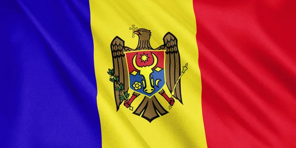 Moldavien Flagga Vajande Med Vind Storformat Illustration Rendering — Stockfoto