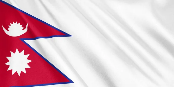 Νεπάλ Σημαία Κυματίζει Τον Άνεμο Ευρείας Μορφής Απεικόνιση Rendering — Φωτογραφία Αρχείου