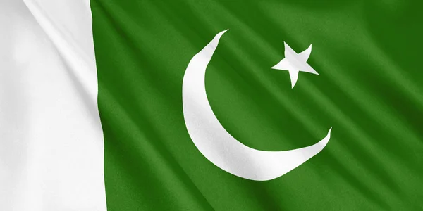 Пакистан Прапор Махав Вітром Широкий Формат Ілюстрації Рендерінг — стокове фото
