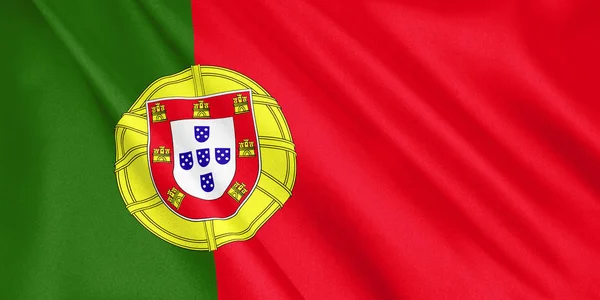 Portugália Zászlaja Integetett Szél Széles Formátumú Illusztráció Leképezés — Stock Fotó