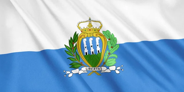 San Marino Flag Waving Wind Wide Format Illustration Rendering — 图库照片