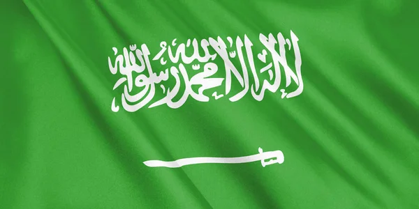 Флаг Саудовской Аравии Размахивающий Ветром Широкий Формат Иллюстрация Рендеринг — стоковое фото