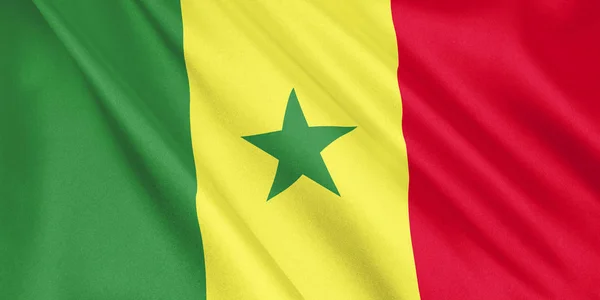Senegals Flagga Vajande Med Vind Storformat Illustration Rendering — Stockfoto