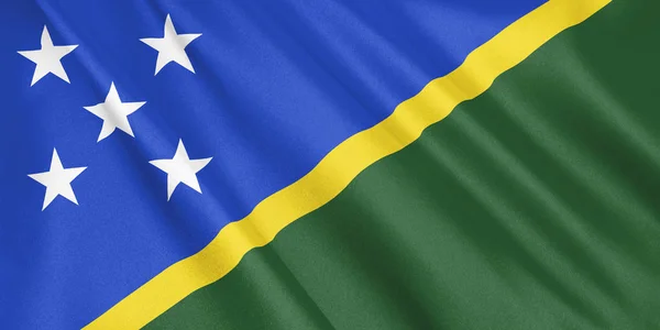 Solomon Islands Flag Waving Wind Wide Format Illustration Rendering — Stock Photo, Image