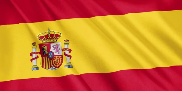 Bandera España Ondeando Con Viento Formato Ancho Ilustración Renderizado Fotos De Stock Sin Royalties Gratis