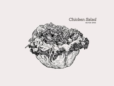 tavuk salata salata krem sarımsak dressin ile bir Tortilla kase