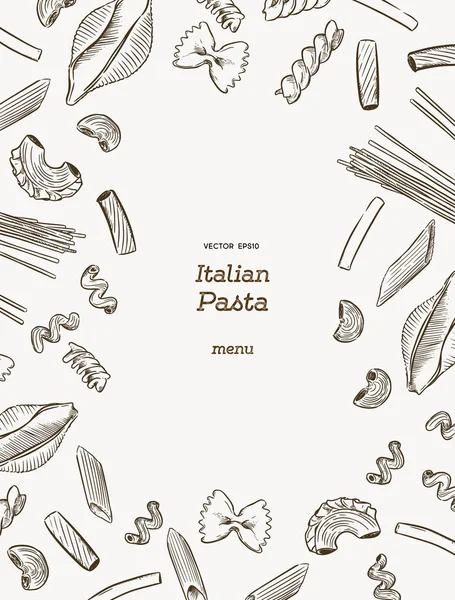 Colección Pasta Dibujo Mano Vector Bocetos Menú Póster Para Restaurante — Vector de stock