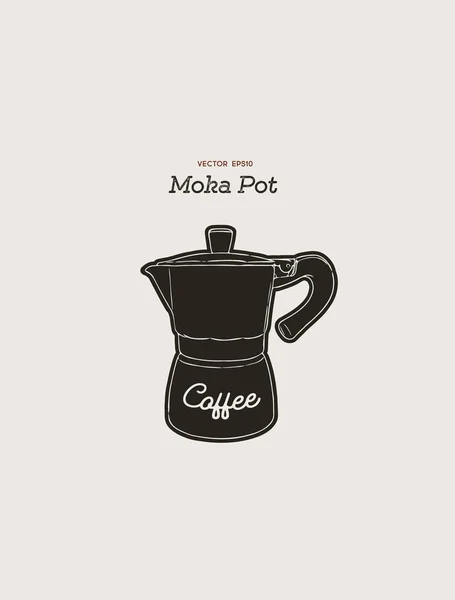 Moka Pot Kaffebryggare Hand Rita Illustration Vektor — Stock vektor