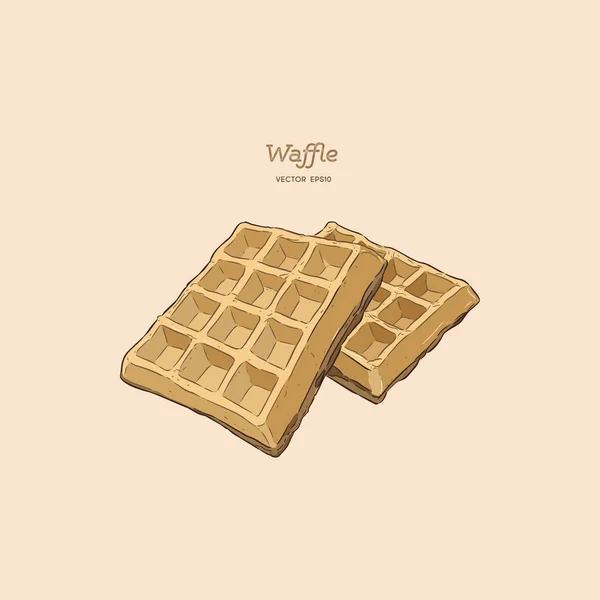 Waffles Dibujo Mano Vector Boceto — Vector de stock