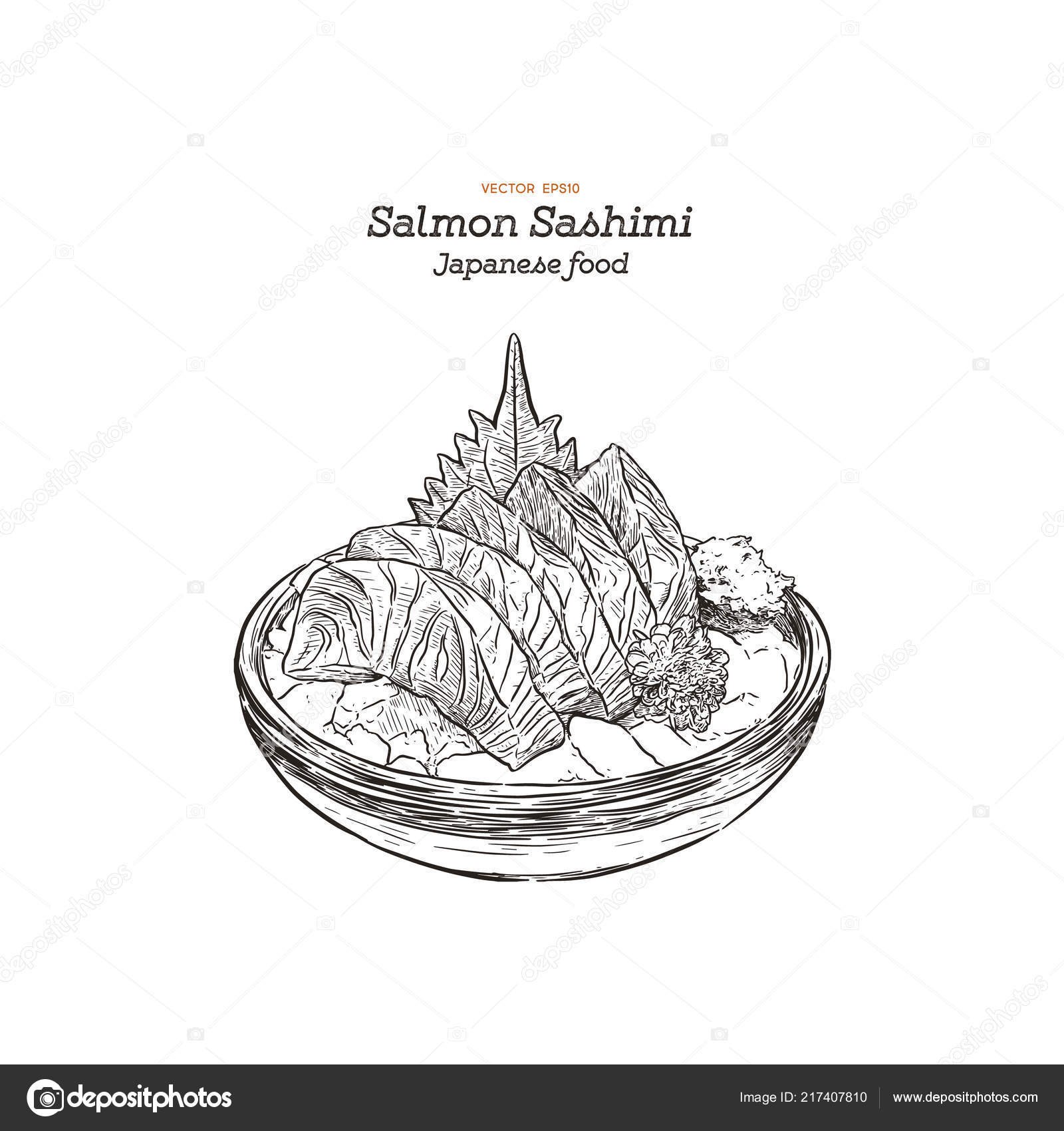 Salmon Sashimi Raw Fish Traditional Japanese Styl Stock Vector Image by