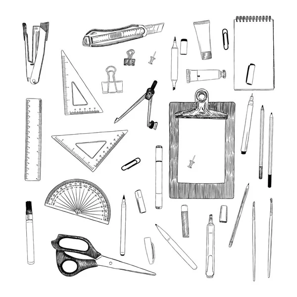 Vector Hand Drawn Illustration Stationary — Stock Vector
