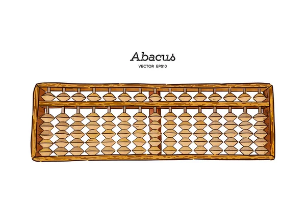 Vektorillustration Holzabakus Mit Perlen Traditioneller Zählrahmen Japanischer Stil Skizzenvektor Für — Stockvektor