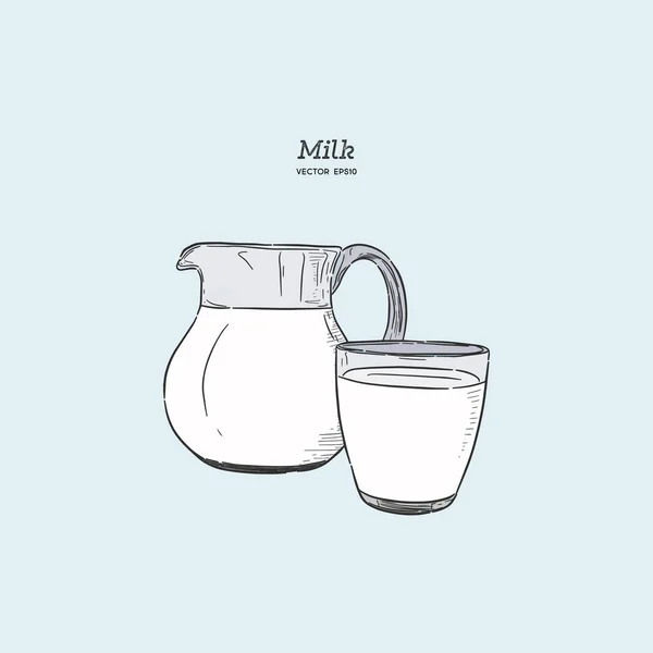 Mleko, ręcznie rysować szkic wektor. — Wektor stockowy