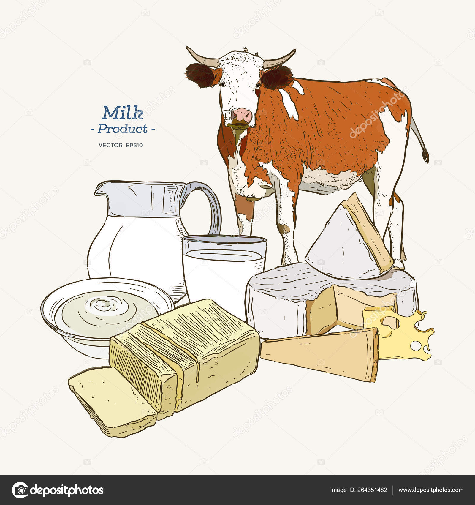 Milk product set. Hand drawing sketch vector illustration. Black color  engraving style. 22243632 Vector Art at Vecteezy