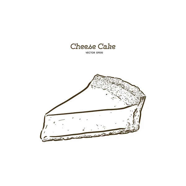 Gâteau au fromage classique, dessin à la main vecteur de croquis . — Image vectorielle