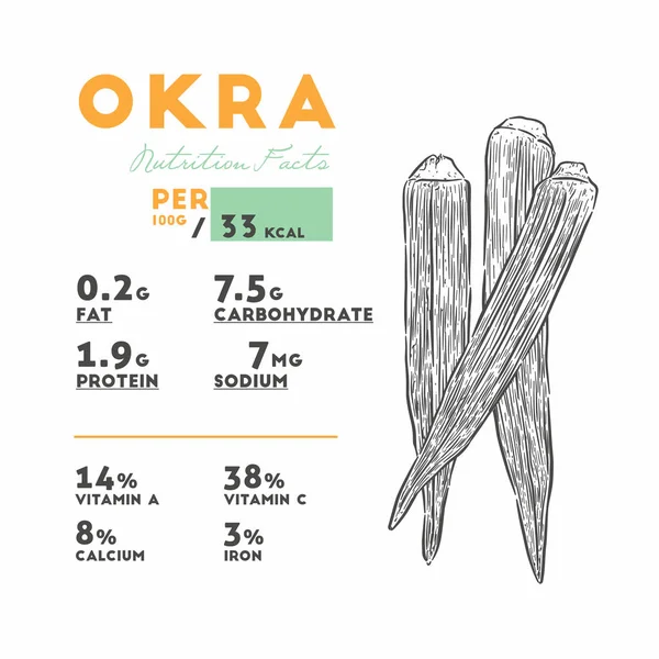 秋葵的营养事实，手绘素描载体. — 图库矢量图片