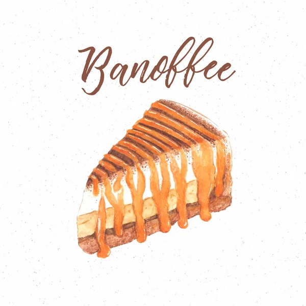 Banoffee pasta, el çizmek kroki suluboya. — Stok Vektör