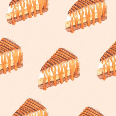 banoffee pasta, el kroki suluboya çizmek. dikişsiz desen vec