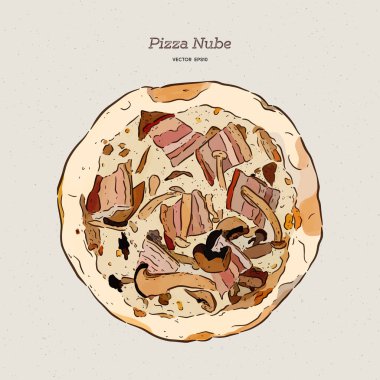 Pizza Nube, Becon ve mantar pizza.