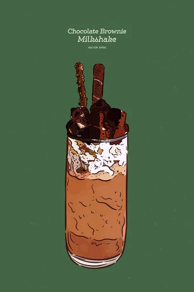 Delicioso batido de chocolate, dibujo a mano vector boceto . — Archivo Imágenes Vectoriales