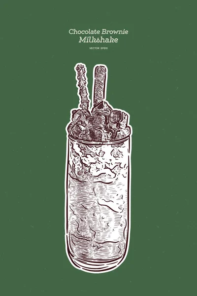 Delicioso batido de chocolate, dibujo a mano vector boceto . — Archivo Imágenes Vectoriales