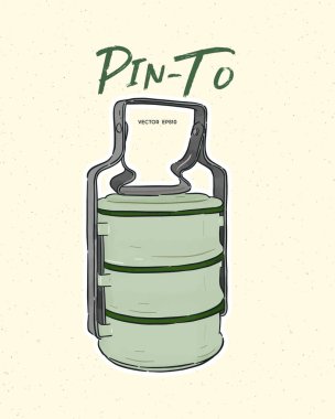 Thai food carrier/ Tiffin carrier or Pinto used for food. Hand d clipart