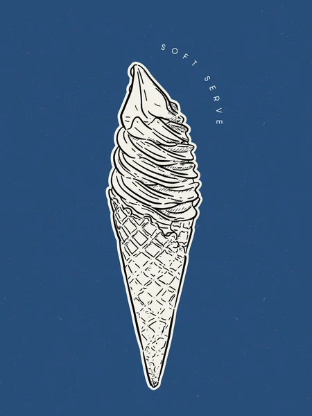 软食冰淇淋筒。 手绘草图矢量. — 图库矢量图片
