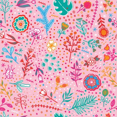 El çizimi botanik, kusursuz şablon vektörü.