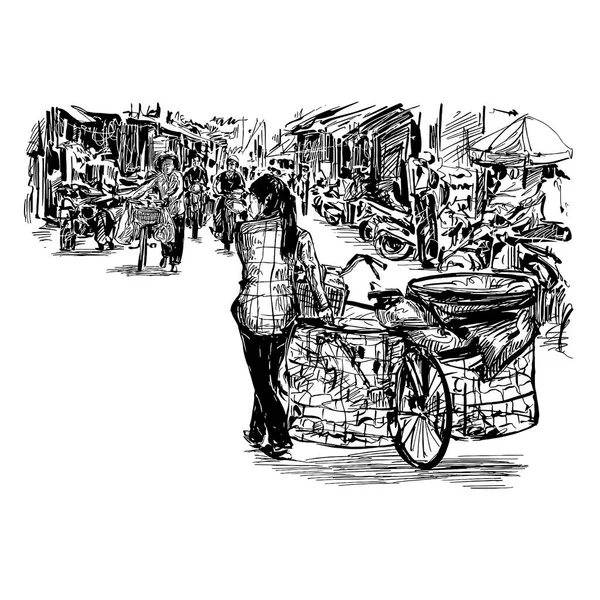 Desenho Bicicleta Vietnã — Vetor de Stock