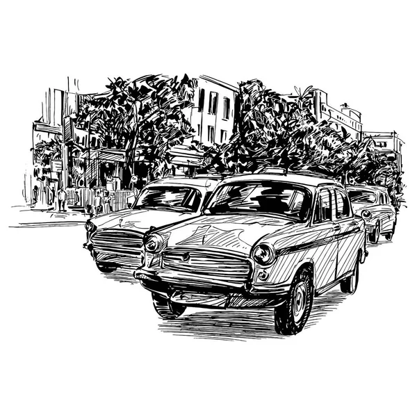 Dibujo Del Taxi India — Vector de stock