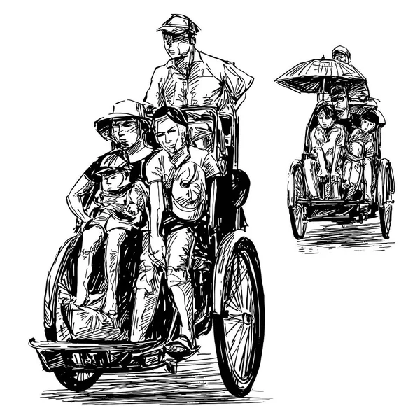 Dessin Tricycle Vietnam Hoi — Image vectorielle