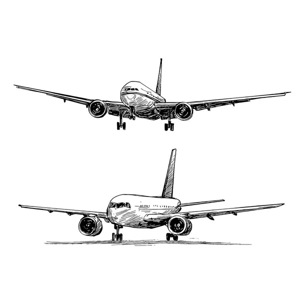 Retro Vintage Airplane Realistic Sketch Template. Cartoon Vector  Illustration In Black And White For Games, Background, Pattern, Decor.  Print For Fabrics And Other Surfaces. Coloring Paper, Page, Book Royalty  Free SVG, Cliparts,