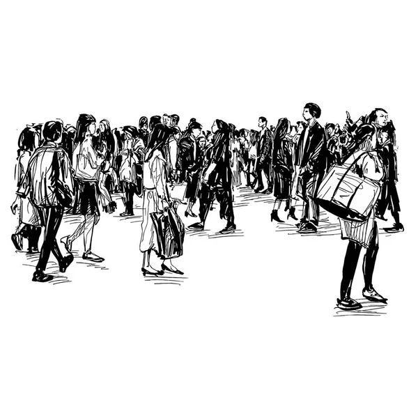 Rajzok Emberek Sétálnak Utcán Japánban — Stock Vector