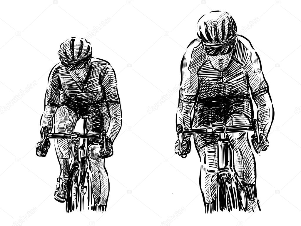 Sketch of bicycle competition show hand draw
