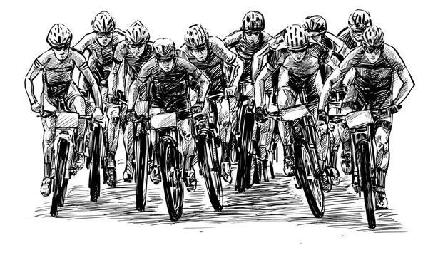 Skizze Des Mountainbike Wettbewerbs Zeigt Handzeichnung — Stockvektor