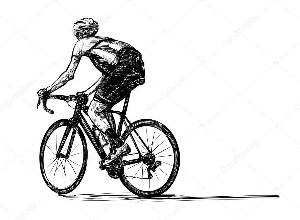 Sketch of bicycle competition hand draw