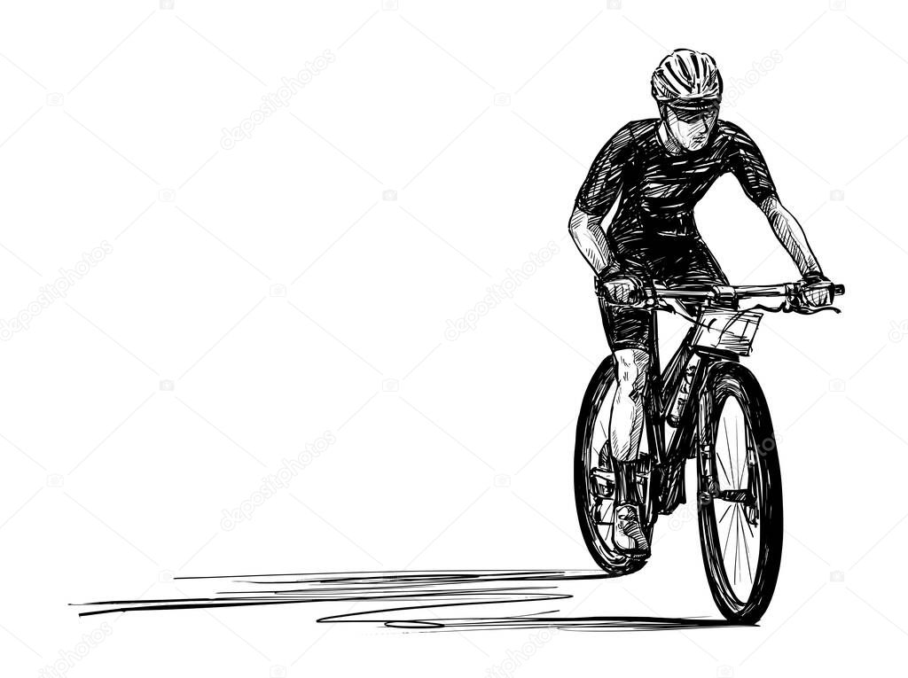 Sketch of the mountain bike competition hand draw 