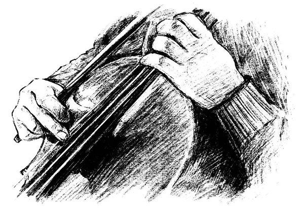 Σκίτσο Του Κλασικού Μουσικού Παίζει Όργανο Χέρι Κλήρωση — Διανυσματικό Αρχείο
