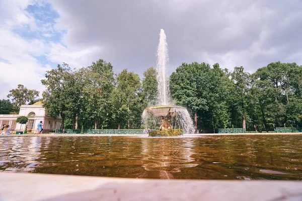 Schöner Brunnen Garten Des Peterhofs Petersburg Russland — Stockfoto