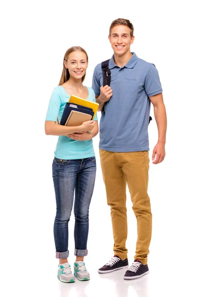 Jeunes Étudiants Attrayants Couple Debout Ensemble — Photo