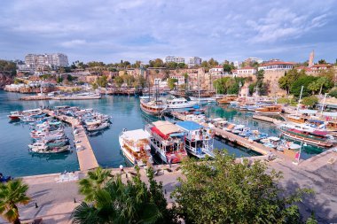 Deniz Yat Limanı ve eski şehir Kaleiçi. 31 Ekim 2016 Antalya Türkiye