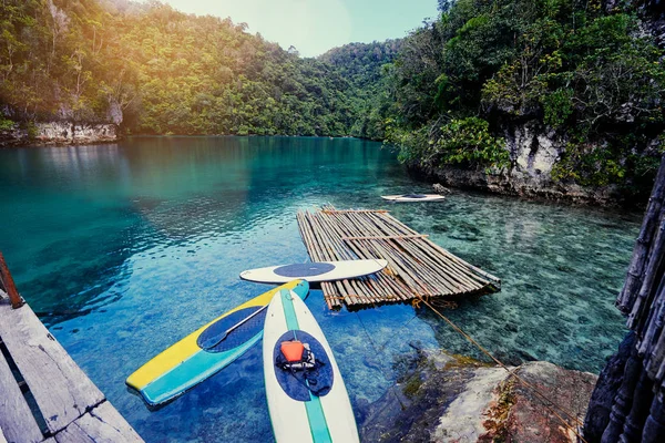 Güzel manzara ile mavi deniz lagün, Milli Parkı, Siargao Adası, Filipinler.