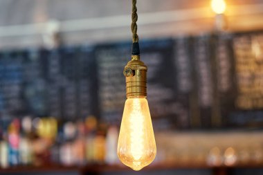 kafe iç modern lamba yakından görmek.